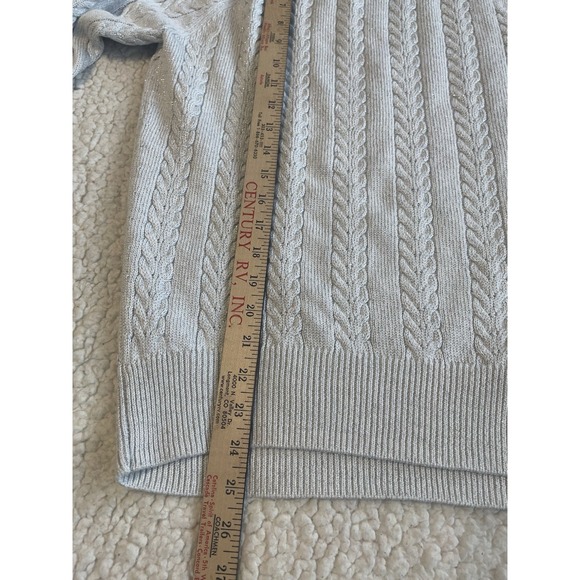 ATHLETA Women's Crossroads Crew Cable Knit Sweater Light Gray Metallic XS - Picture 2 of 8